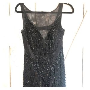 Black Adrianna Papell bridesmaid gown